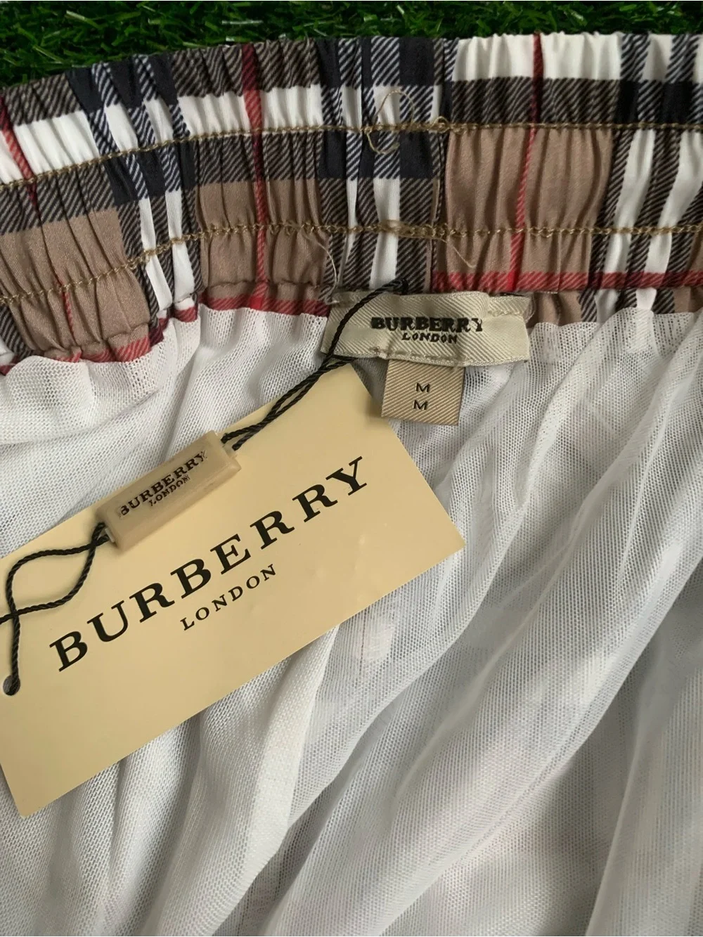 Burberry Beige Plaid Men’s Swim Trunks